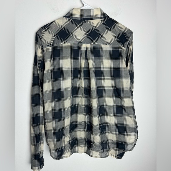 Rag & Bone Quinn Checked Button Down Shirt Small Navy cream - Picture 6 of 11